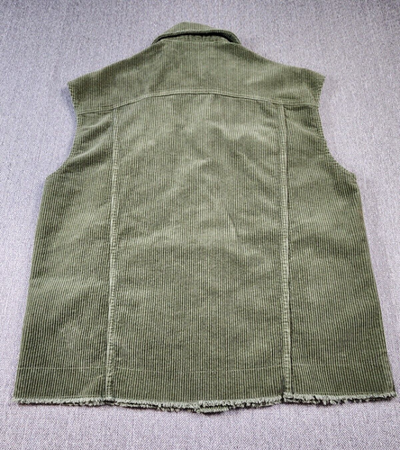 ZARA Womens XS Gilet Corduroy Vest Olive Green Oversize - Picture 2 of 7