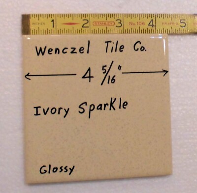 1 pc. Vintage *Ivory Sparkle-Speckled * Glossy Ceramic Tile by Wenczel 4-5/16''