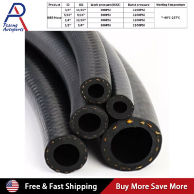 Fuel Line Hose Gas Lines Rubber NBR Push on Hose 5/32'' 1/4'' 5/16'' 3/8'' 1/2'' 5/8''
