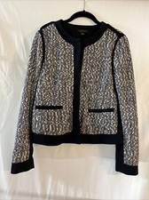 Ann Taylor Navy Blue  White Tweed Blazer Business Casual Size 4