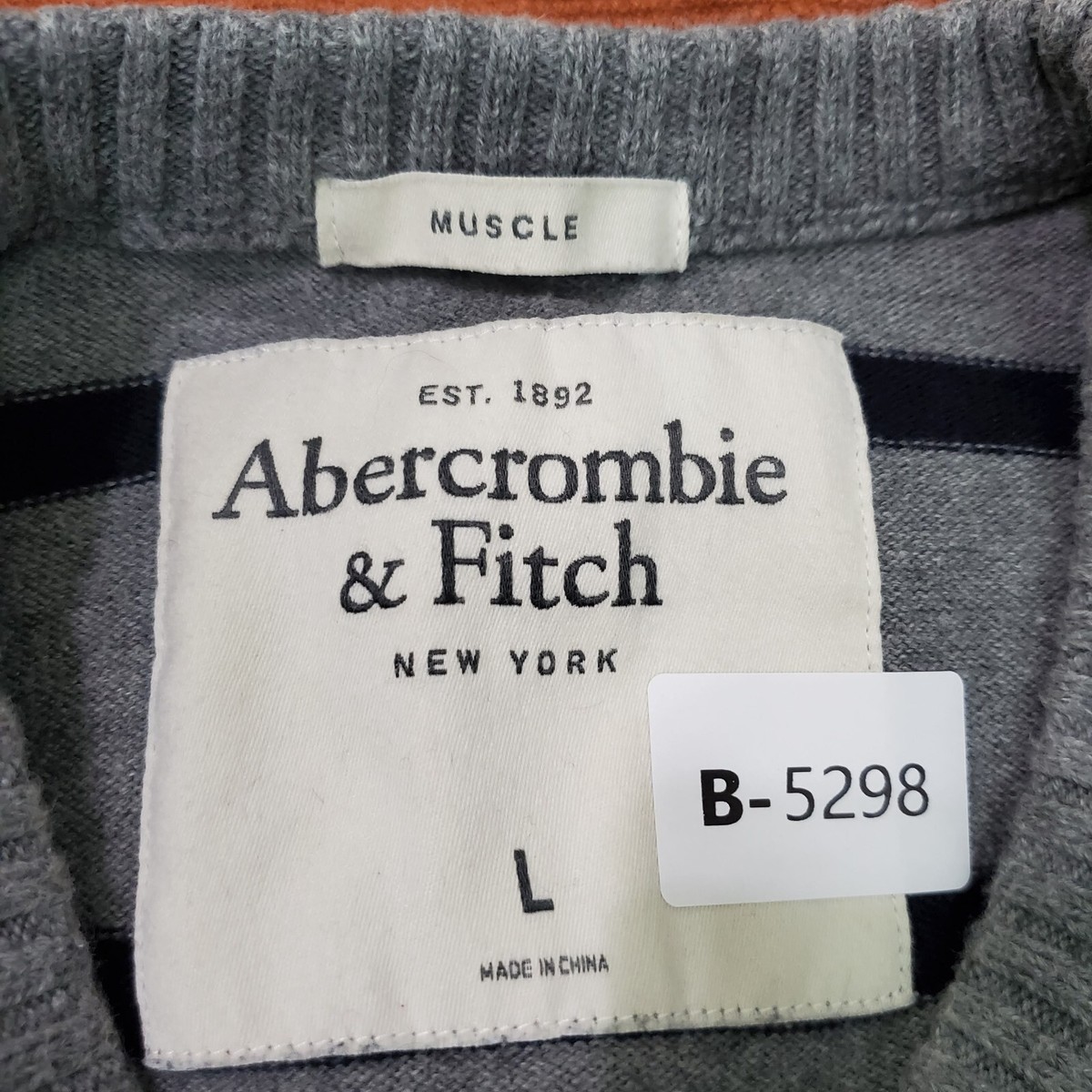 Abercrombie & Fitch Women Sweater L Gray Muscle Striped Logo