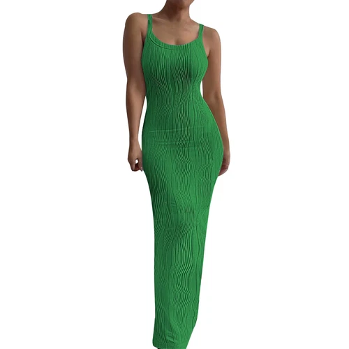 Damen Sommer Langes Kleid Freizeit Slip Sexy Schmal Ärmellos Bodycon Maxikleider - Bild 4 von 42