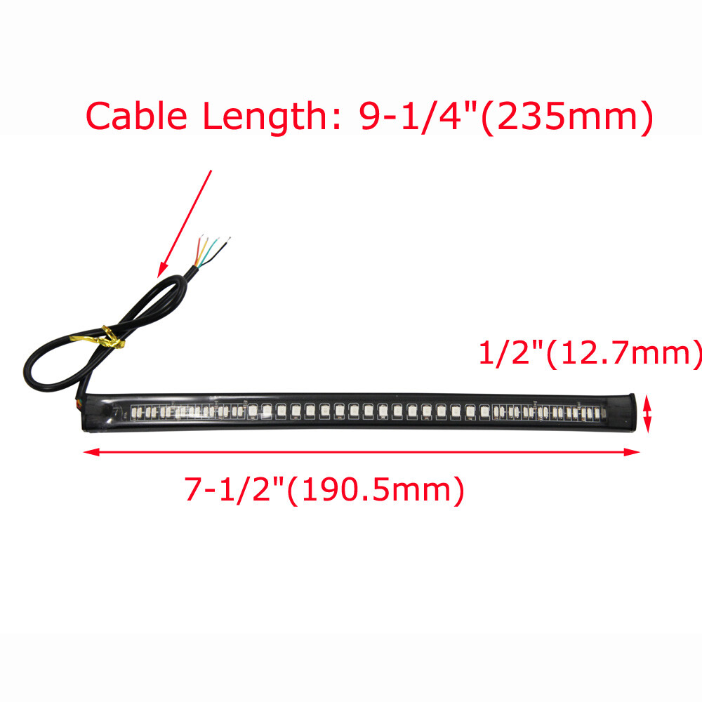 Motorcycle 48 LED Strip Light Tail Brake Turn Signal For Kawasaki