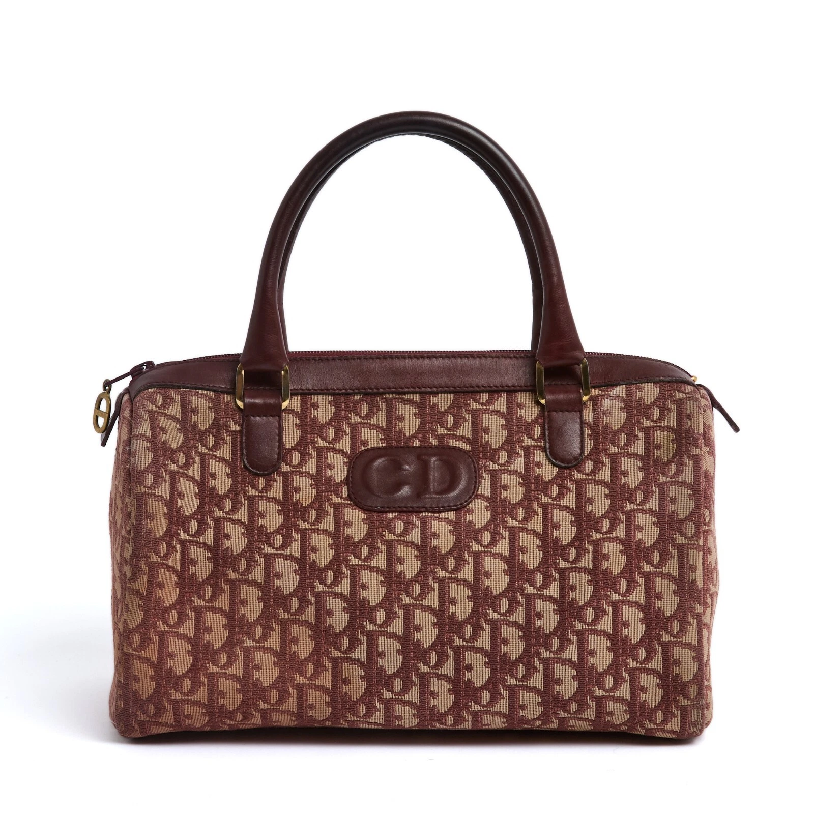 Christian Dior Sac Speedy Boston Burgundy Oblique Canvas and leather Hand Bag