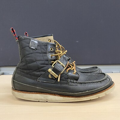 Polo Ralph Lauren Mens 10 D Saddle Worth III Boots Black Leather Buckle