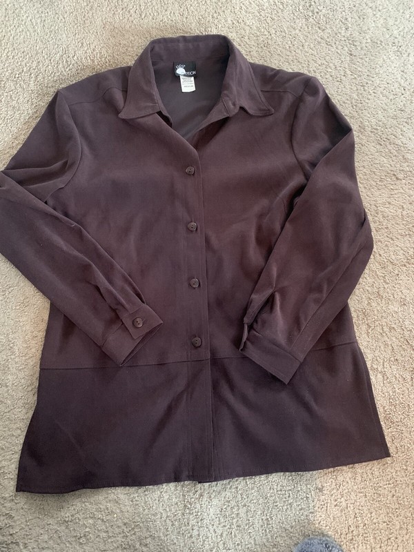 women’s medium brown button up top