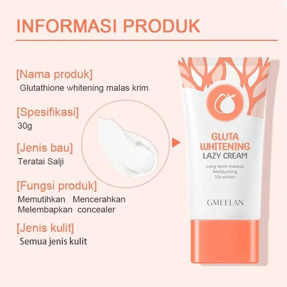 8x GMEELAN Gluta Whitening Lazy Cream Moisturizing Makeup 10S Whiten Facial  30gm | eBay