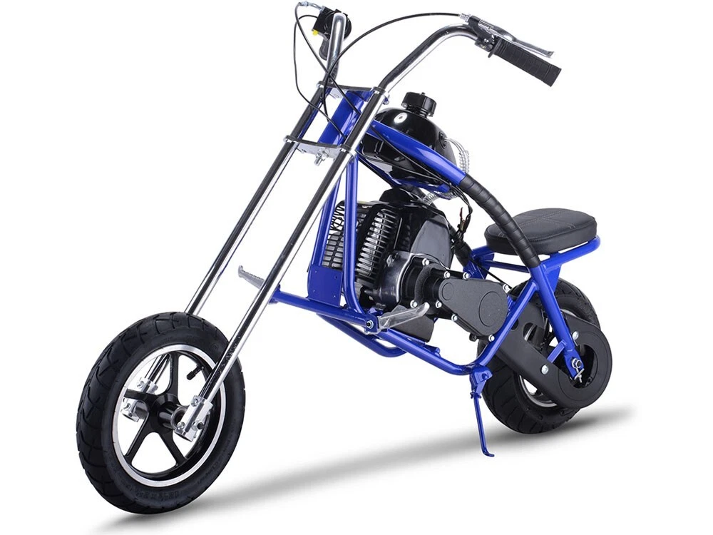 Gas Power Mini Kids Bike Chopper 49cc 2 Stroke Pit Motorcycle Scooter Blue