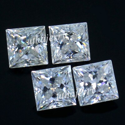 Natural 4 Pcs Lot D Color VVS1 Excellent Cut 4x4 mm Princess White Diamond UT01