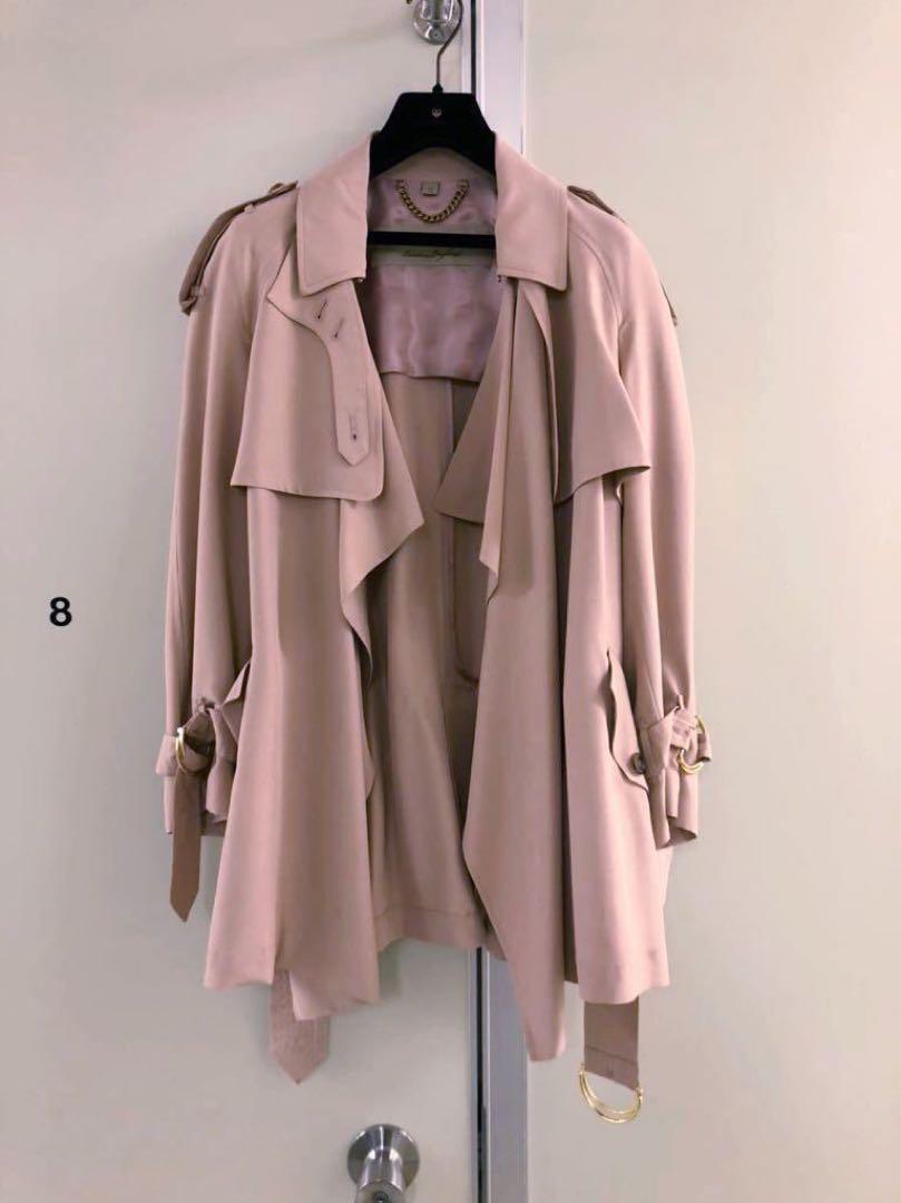 Burberry Dusty Pink Silk Short Trench Coat Women's | eBay