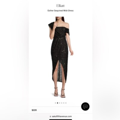 NWT Elliatt Esther Sequined Dress Black Midi Women's XS Little Black Dress  Prom | eBay