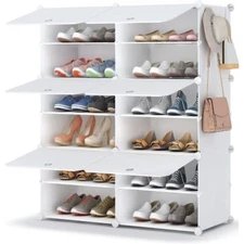 HOMIDEC Shoe Rack, 6 Tier Shoe Storage Cabinet 24 Pair Plastic Shoe Shelves