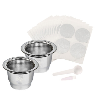 Metal Reusable Espresso Capsule Pods with Foil Set For Nespresso Coffee Machines
