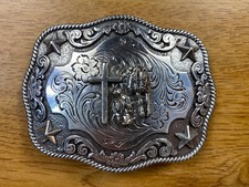 Nocona Cowboy of Faith Silver Tone Belt Buckle