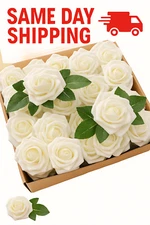 25Pcs Artificial Flowers Fake Flowers Roses Stem for DIY Wedding Bouquets Party