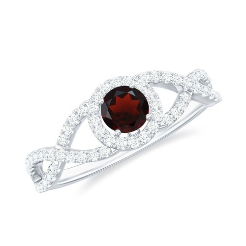 Kreuz Schaft rund 0,35 ctw Granat 925 Sterlingsilber Heiligenschein Ring für Damen - Bild 1 von 3