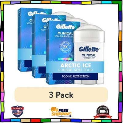 Gillette Clinical Men Antiperspirant Deodorant Arctic Ice 2.6oz 3 Pack