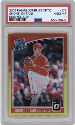 2018 Panini Donruss Optic - Rated Rookie Shohei Ohtani #176 Red/Yellow PSA 10