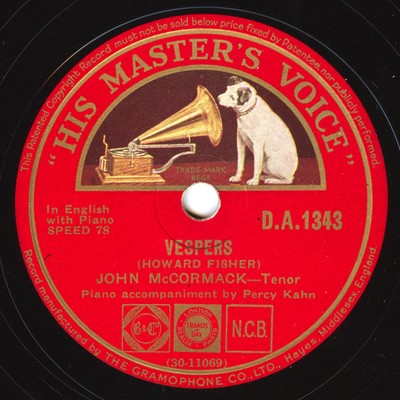 John McCormack  - Vespers / South Winds (Shellac, 10'')