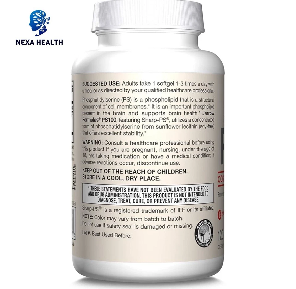 Jarrow Formulas PS 100 Phosphatidylserine Cognitive Support 100 mg Exp 05/26 - Image 2 of 3
