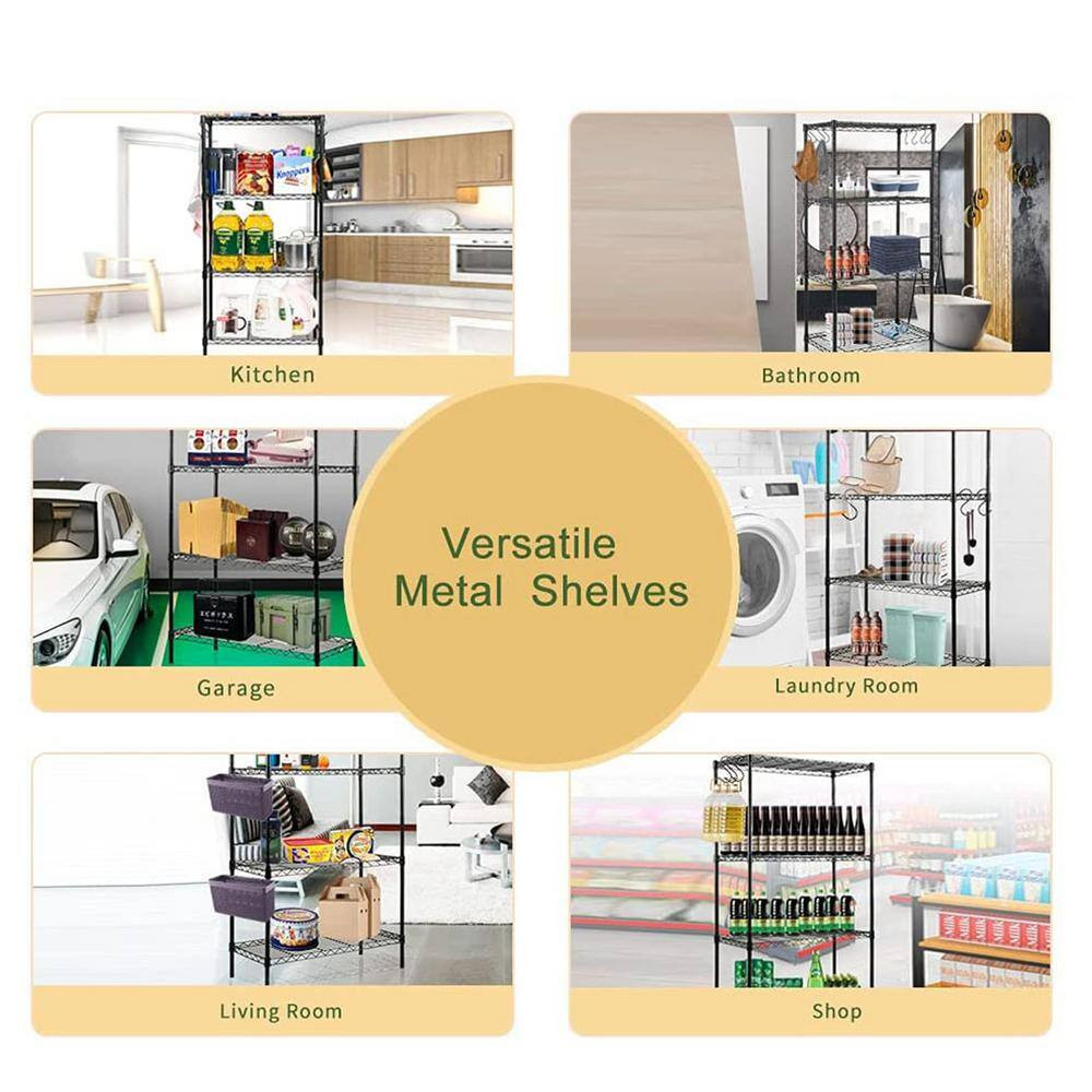 Black 4-Tier Adjustable Metal Garage Storage Shelving Unit (23.6 In. W X 47 In. 