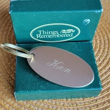 VTG Things Remembered Engraved Ken Keychain Gold Tone Key Ring w/ Original Box