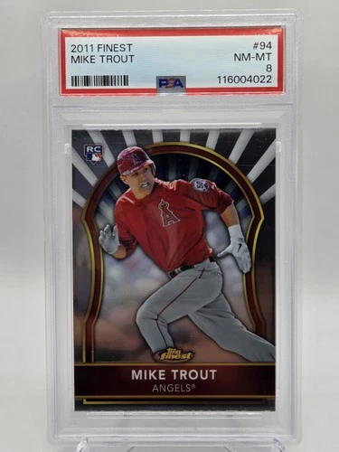 2011 Topps Finest Mike Trout Rookie RC #94 PSA 8 NM-MT Los Angeles Angels