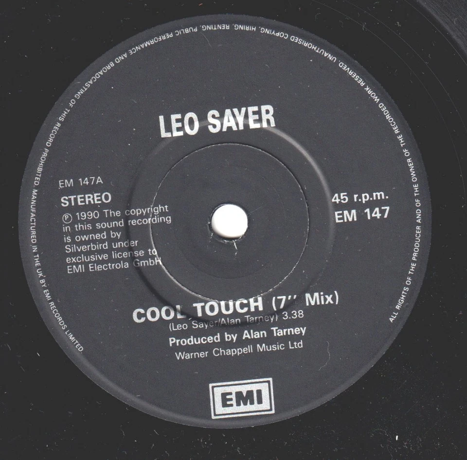 Leo Sayer Cool Touch 7" Vinyl UK EMI 1990 Pic Sleeve EM147 - Bild 3 von 3