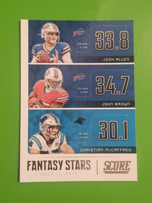 2020 Panini Score Fantasy Stars FS-JJC Josh Allen Christian McCaffrey John Brown