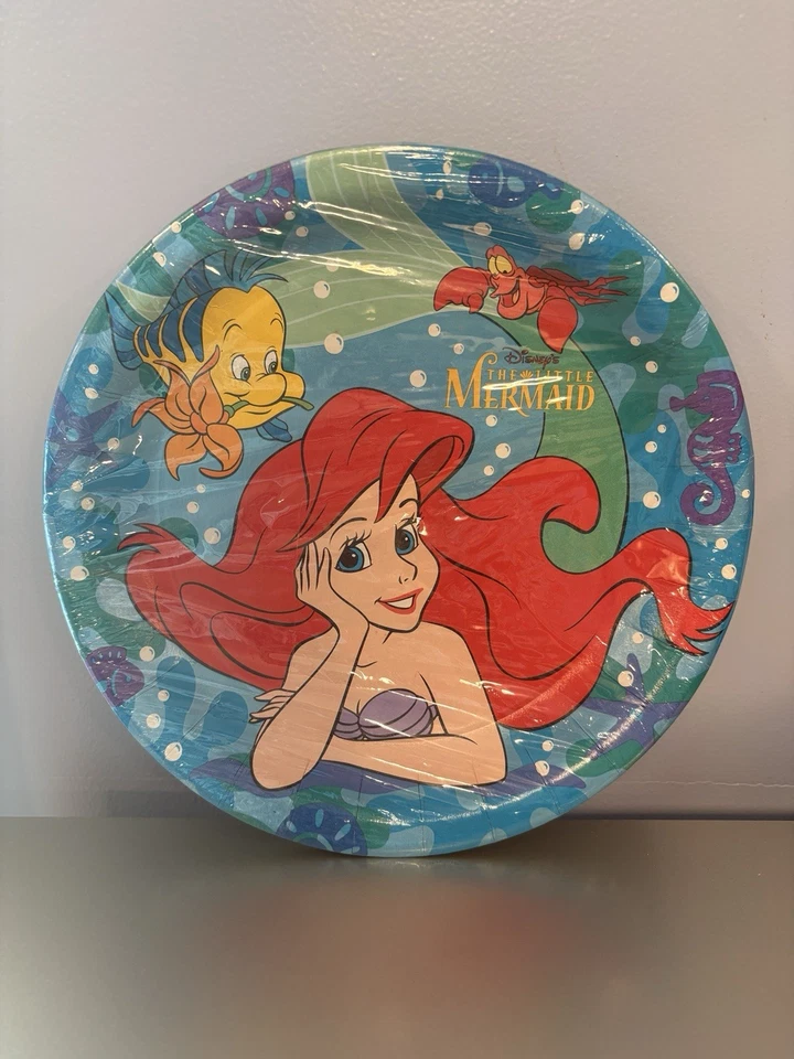 Platos de papel vintage con sello de Disney La Sirenita fiesta de cumpleaños Ariel Foto 2 de 3