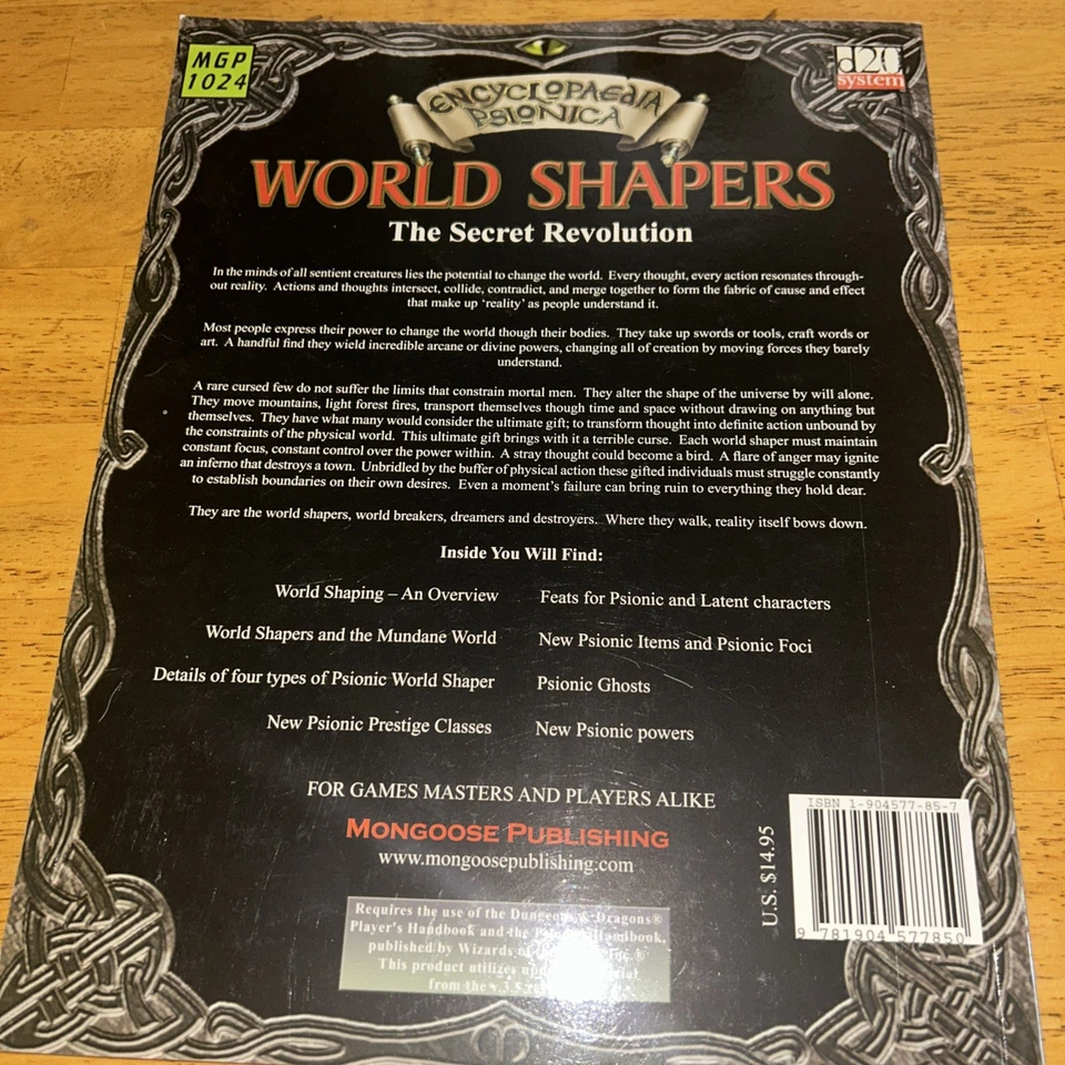 World Shapers Encyclopaedia Psionica Dungeons & Dragons Mongoose Publishing D20  - Image 2 of 2
