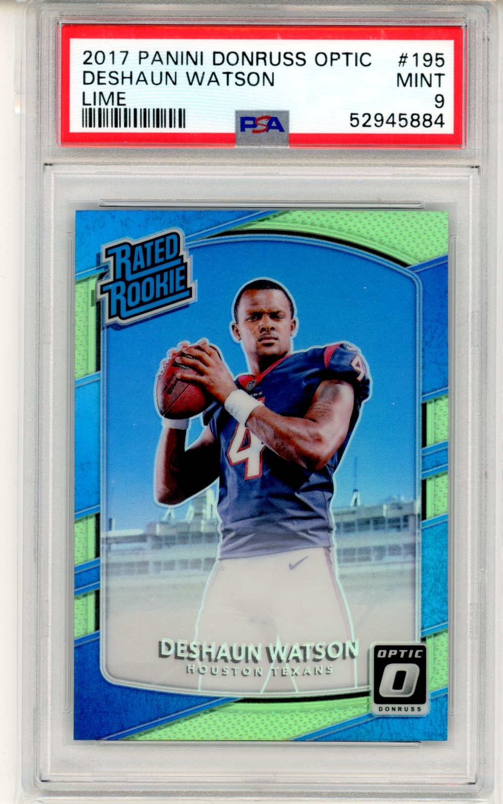 2017 Panini Donruss Optic Deshaun Watson Lime #195 PSA 9