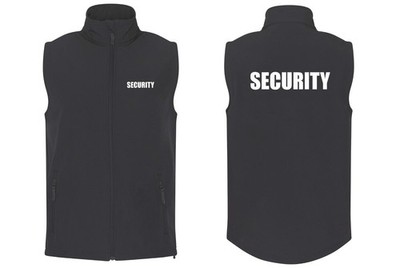 Security Softshell Bodyguard Bodywarmer Doorman SIZE S-5XL Printed Front Back