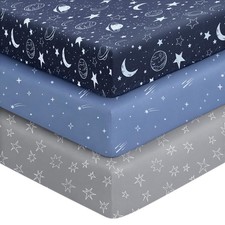 Baby Crib Sheets for Boys Girls, 28x52x8in Fitted Crib Sheet Neutral 3 Pack f...