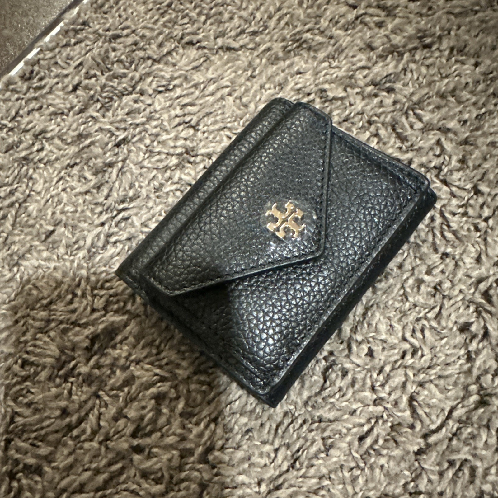 Tory Burch Women's Carter Micro Wallet Black Leather Wallet Brand New with Tags