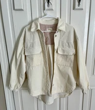Maeve by Anthropologie Shirt Womens Medium Cream Corduroy Button Down Shacket