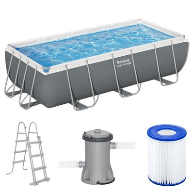 Bestway 56441 Frame Pool mit Filterpumpe Leiter Swimmingpool Set 404x201x100cm