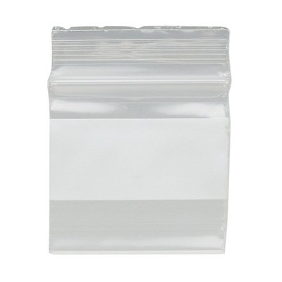 1x1 Mini Zip Bags 2mil 100 Pack White Block Label Tiny Reclosable Baggies Small