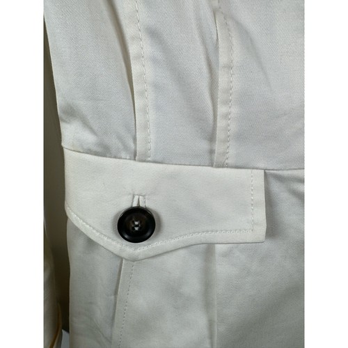 MNG by Mango Womens Cotton Suit Jacket White Size 6 3 Blazer Cinched Waste - Picture 6 of 14