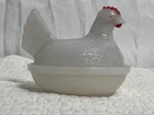 VTG Indiana Glass Company White Milk Glass Hen On Nest Candy Dish / Bowl
