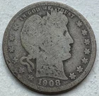 1908 O Barber Head Silver Quarter-INV#9047