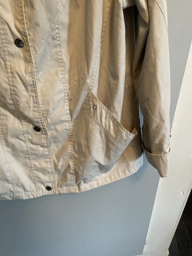 Mackintosh New England Women’s Khaki Rain Coat Snap Front Removable Hood Size 1X - Picture 4 of 9