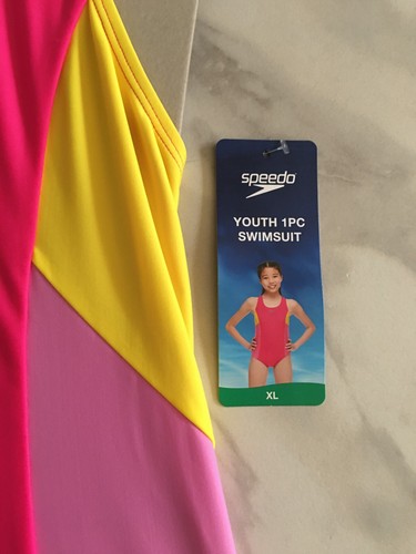 Speedo Youth 1pc Girl Swimsuit, Blended Polyester, Size XLARGE, New with Tag - Picture 3 of 9