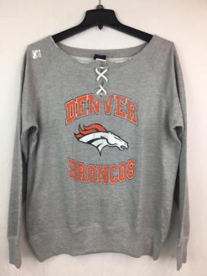 NFL Women's Gray Distressed Slouch Neck Pullover Sweater ''Off The Shoulder''