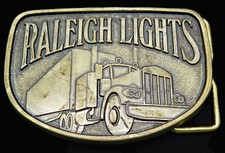 Raleigh Lights Cigarettes Tobacco Semi Truck Trucker Vintage Belt Buckle