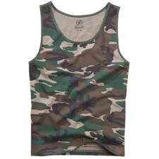 Image of Brandit Tank Top Men's Cotton Summer Holiday Undershirt Gym Vest Woodland Camo