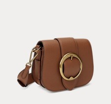 Ralph Lauren Gold Buckle Tan Leather Crossbody Bag Brand New