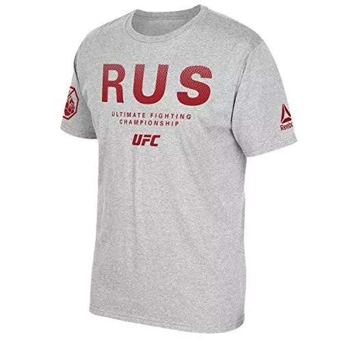 Estable fuerte solicitud Reebok Men&#039;s UFC Country Pride Russia Short Sleeve Grey T-Shirt BI1880  | eBay