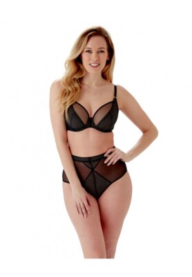 RRP £37 Gossard Sheer Stripe Non-Padded Plunge Bra 18825 Black 32C Underwired