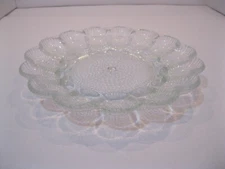 Vintage Indiana Glass Deviled Egg Plate  Hobnail Clear Glass Heavy 15 eggs